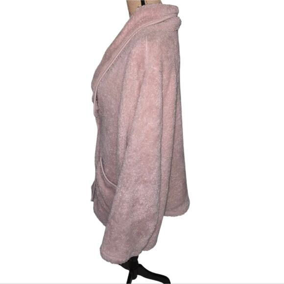 Soft Surrounding Mauve Cozy Pink Fleece Cardigan Teddy Jacket Plus Size 1X - Picture 3 of 8